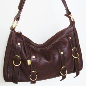 Kenneth Cole Brown Leather Equestrian Shoulder Bag